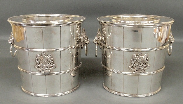 Appraisal: - Pair of English Regency style Sheffield wine coolers each