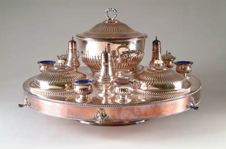 Appraisal: OUTSTANDING HEATED SILVER PLATED SERVING STATION The round lazy susan