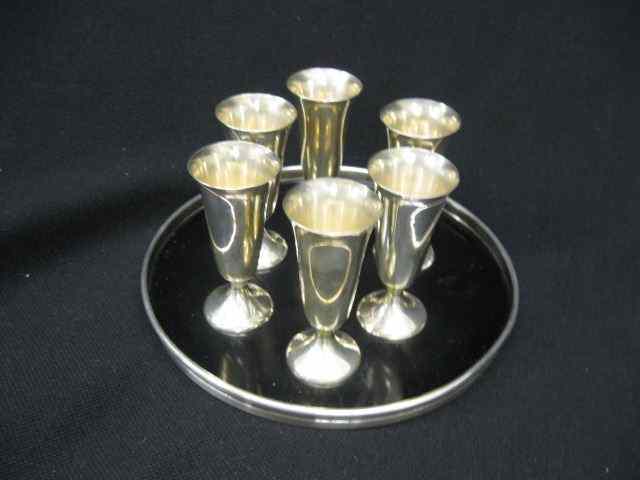 Appraisal: Set of Gorham Sterling Silver Cordials onmid-century modern black lucite