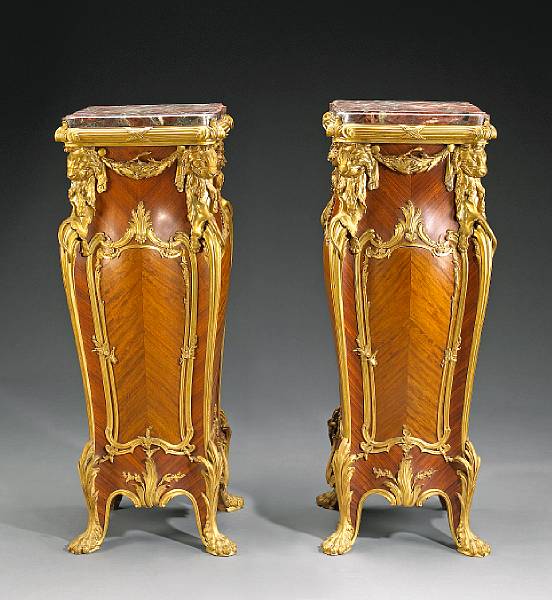 Appraisal: A rare pair of Louis XV style gilt bronze mounted