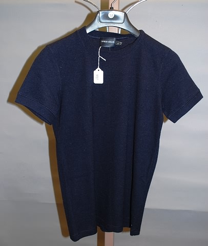 Appraisal: Giorgio Armani navy cashmere silk nylon spandex short sleeve knit