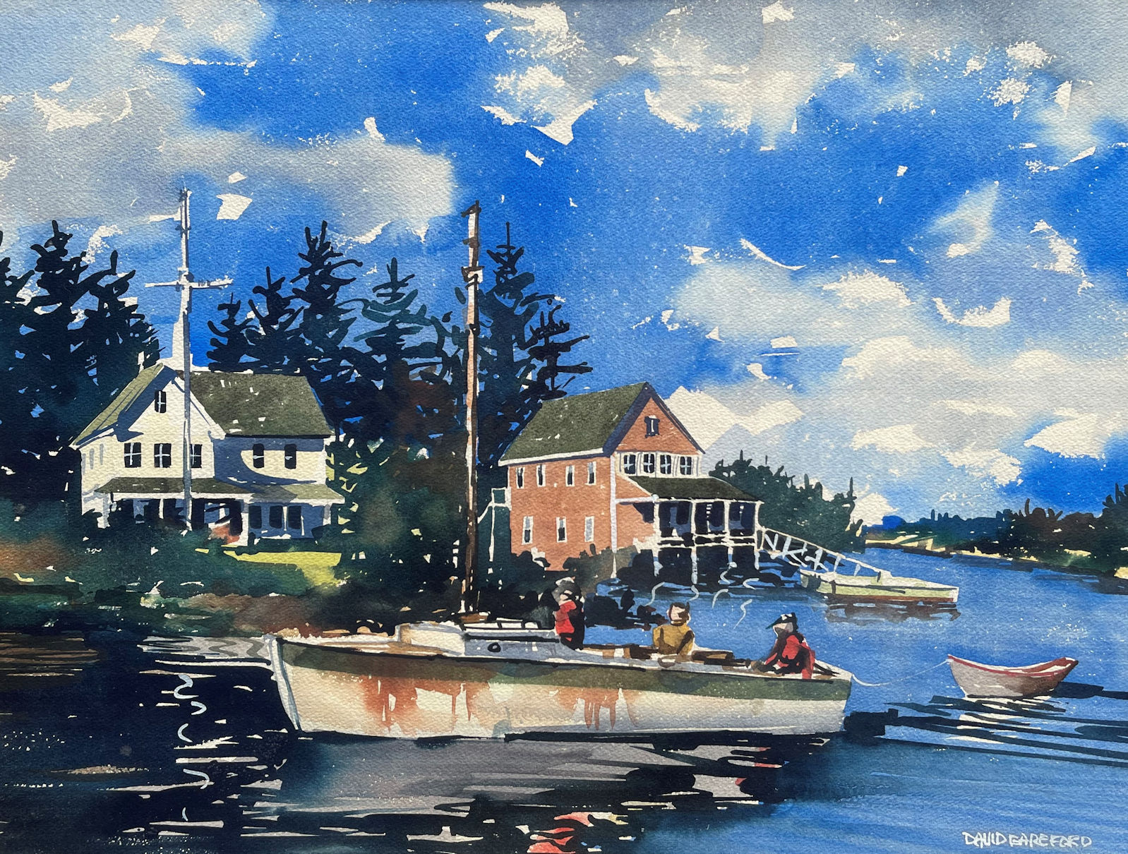 Appraisal: BAREFORD David American b Waterway Scene in Maine Watercolor sight