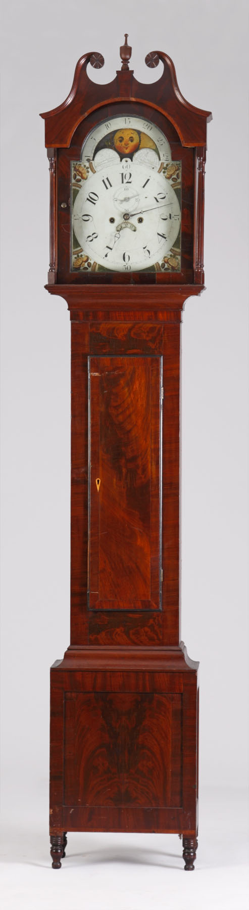 Appraisal: Figured Mahogany Banded Inlaid Tall Case Clock Figured Mahogany Banded