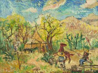 Appraisal: David Burliuk ''New Mexico'' signed and titled lower left Burliuk