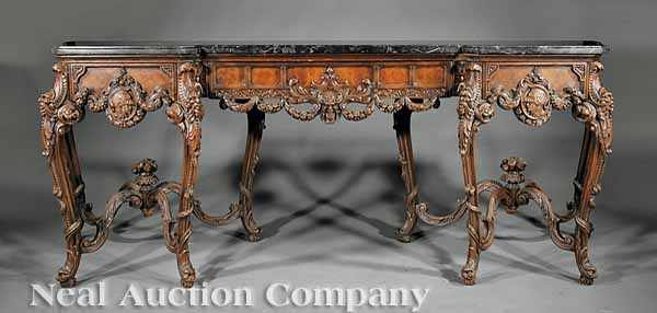 Appraisal: A Beaux-Arts Carved Walnut Serving Table of Monumental Proportions late