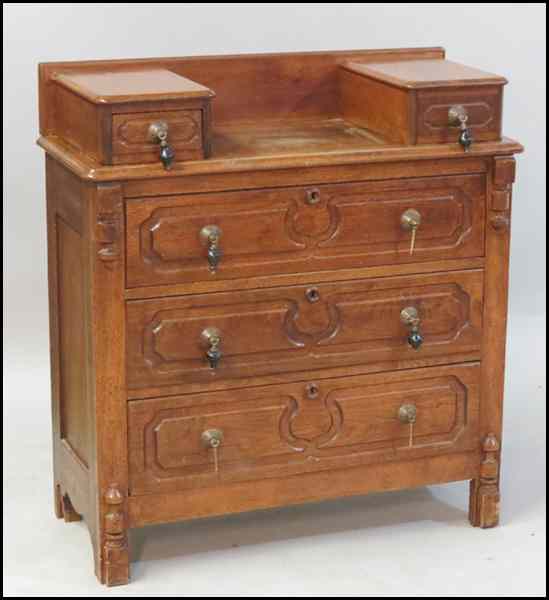 Appraisal: CARVED OAK WASHSTAND H '' W '' D '' Condition