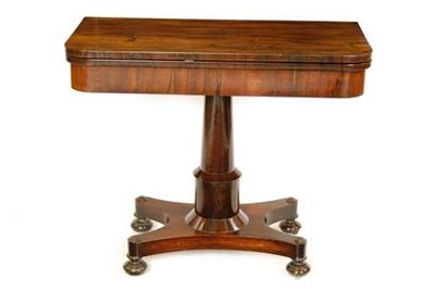 Appraisal: A William IV rosewood card table the hinged swivel top