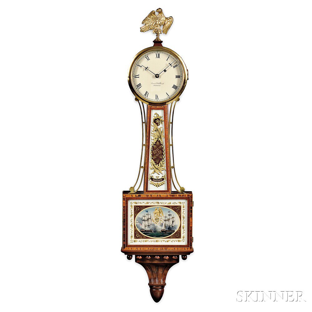 Appraisal: Mahogany Patent Timepiece or Banjo Clock by Foster Campos Pembroke