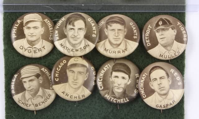 Appraisal: Grouping of eight Sweet Caporal P- Baseball Pins Pins include