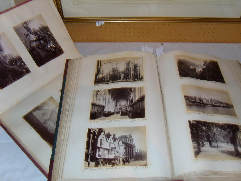 Appraisal: Two late Victorian photograph albums containing an interesting and comprehensive