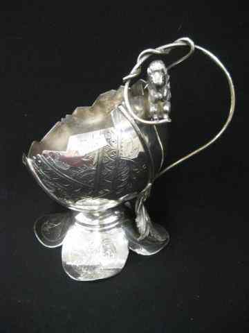 Appraisal: Victorian Silverplate Figural Vasewith squirrel and half egg shell design