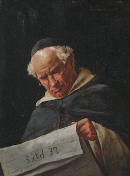 Appraisal: Arnaldo Tamburini Italian - Cleric reading a newspaper Oil on