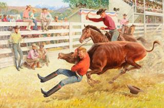 Appraisal: JOHN CLYMER - Hometown Rodeo oil on board x inches