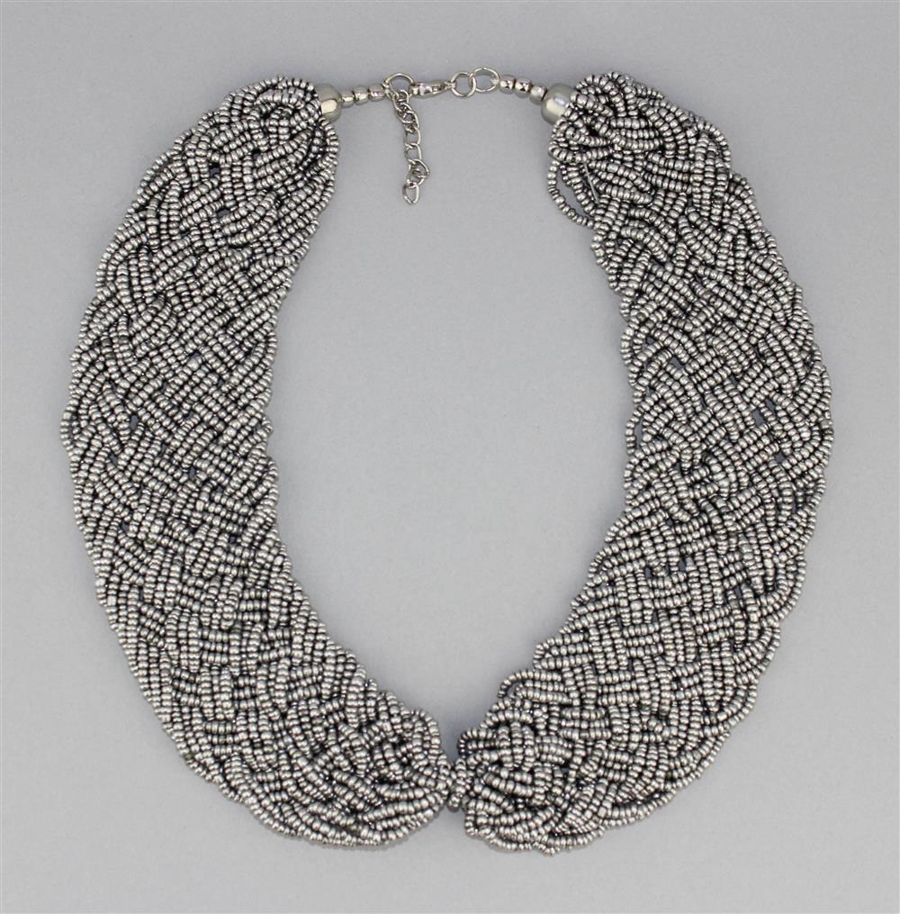 Appraisal: CONTEMPORARY WOVEN BEADED COLLAR STYLE NECKLACE the necklace is intricately