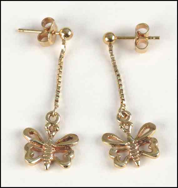 Appraisal: PAIR OF YELLOW GOLD BUTTERFLY EARRINGS Condition No Specific Condition