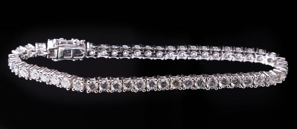 Appraisal: Platinum and Diamond Tennis Bracelet set with round brilliant cut