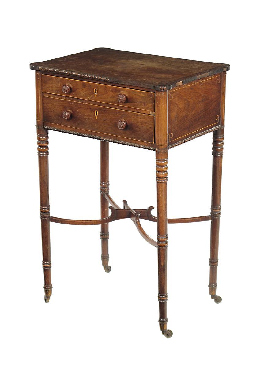 Appraisal: An early th century rosewood and boxwood strung work table