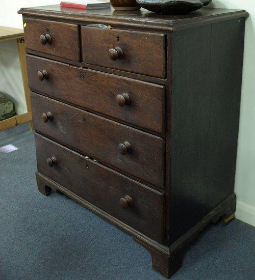 Appraisal: An early th Century oak chest fitted three long and