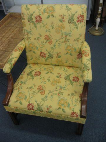 Appraisal: Fine Arm Chair silk brocade fabric with fine botanical on