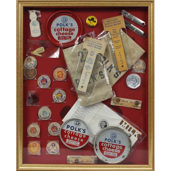 Appraisal: Framed Collection of Polk's Milk Advertising and Memorabilia including an