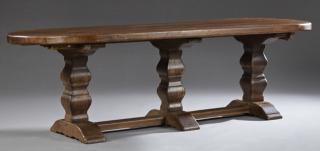 Appraisal: French Provincial Carved Oak Monastery Table th c the thick