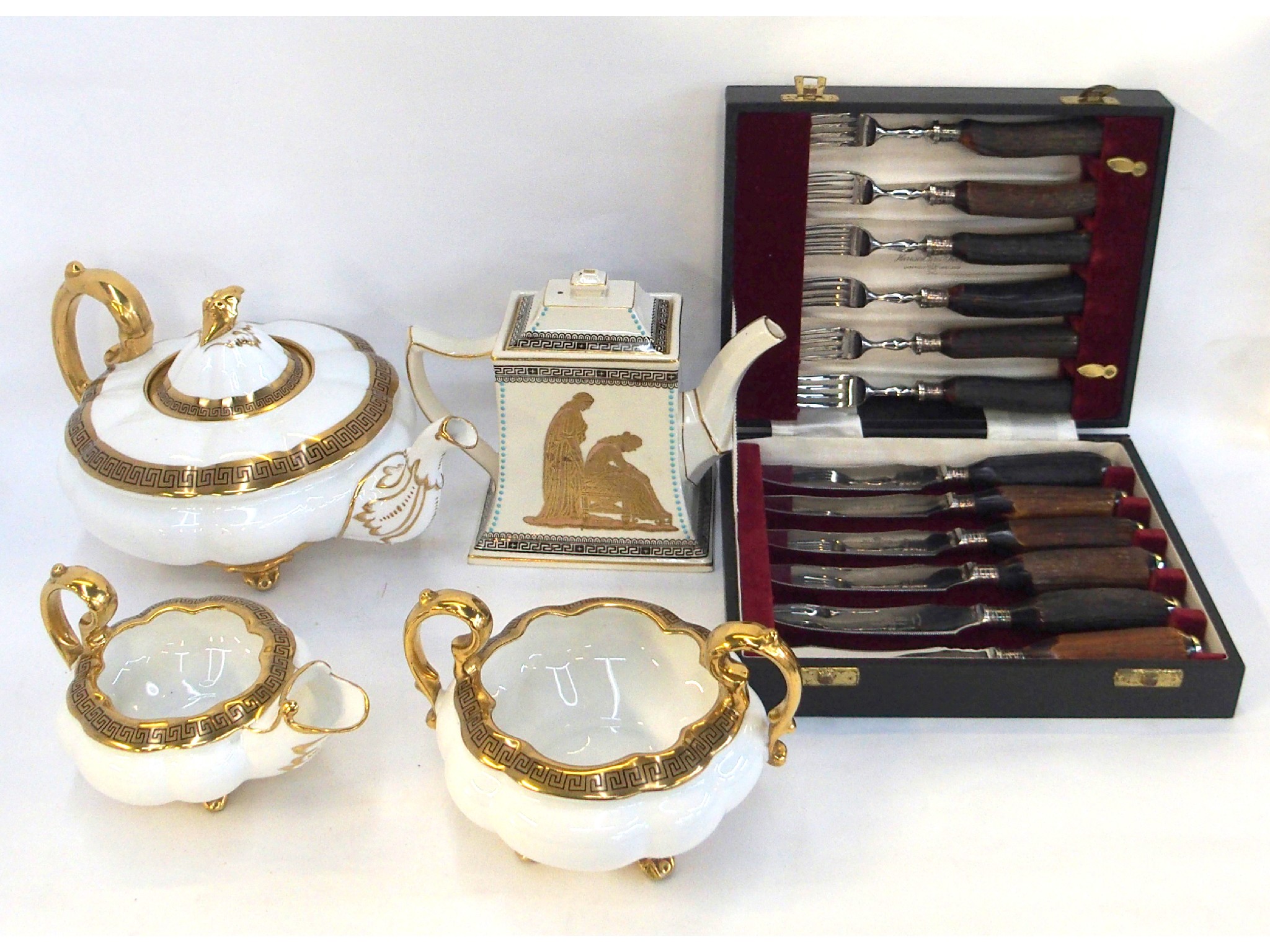 Appraisal: A Royal Stafford bone China three piece teaservice a Victorian