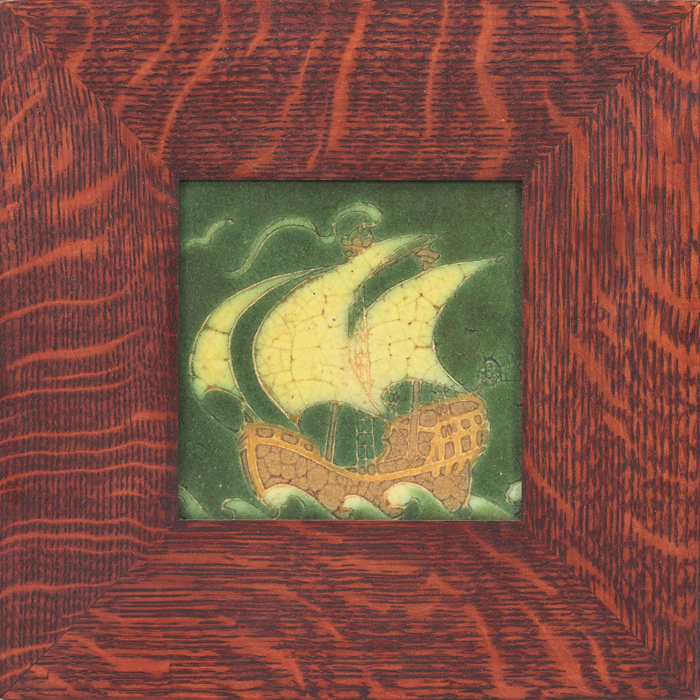 Appraisal: Fine Grueby tile ship design marked MD held in an