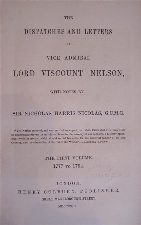 Appraisal: Nelson Horatio Nelson Viscount The dispatches and letters with notes