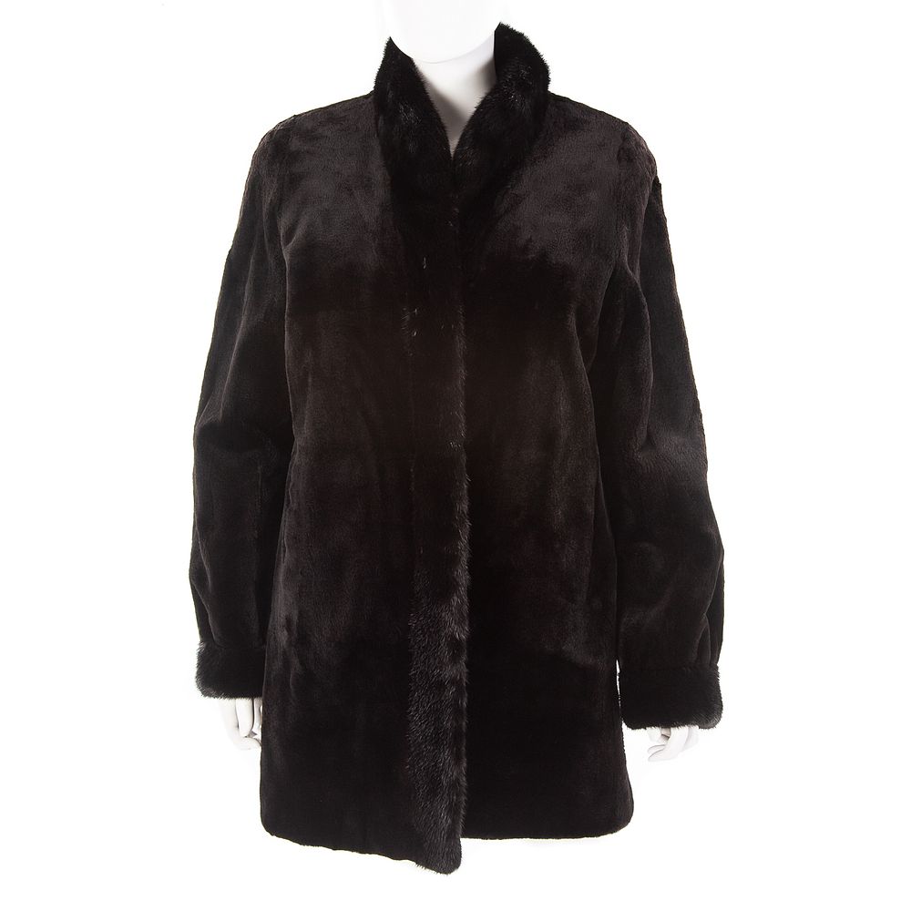 Appraisal: A Black Sheared Mink Reversible Raincoat With black mink trim