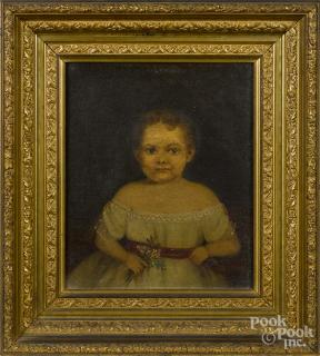 Appraisal: Pair of American oil on canvas portraits of a girl