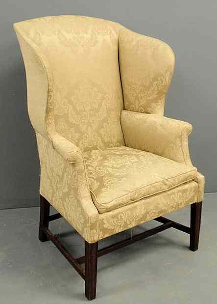 Appraisal: English Chippendale mahogany wing chair c with square molded legs