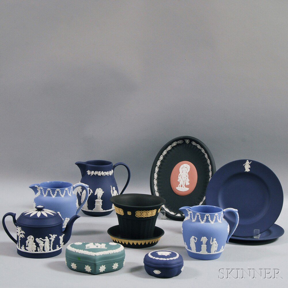 Appraisal: Eleven Assorted Modern Wedgwood Jasper Items four blue teapots and