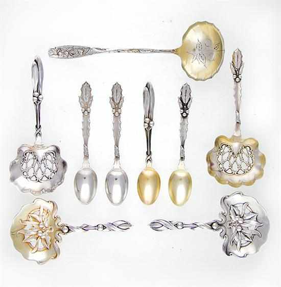 Appraisal: Whiting Berry and Holly patterns serving pieces and spoons New