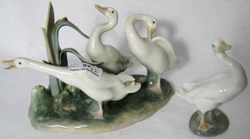 Appraisal: Lladro Figure of Geese Group And Figure of a Little