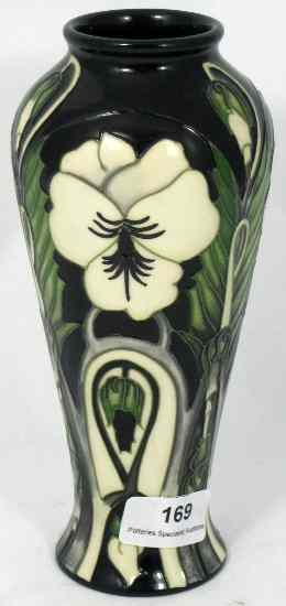 Appraisal: Moorcroft Vase decorated with Green White Flowers on Black Ground