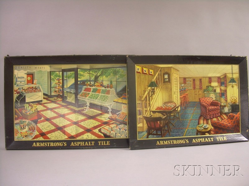 Appraisal: Pair of Armstrong's Asphalt Tile Chromolithograph Paper Advertising Signs and