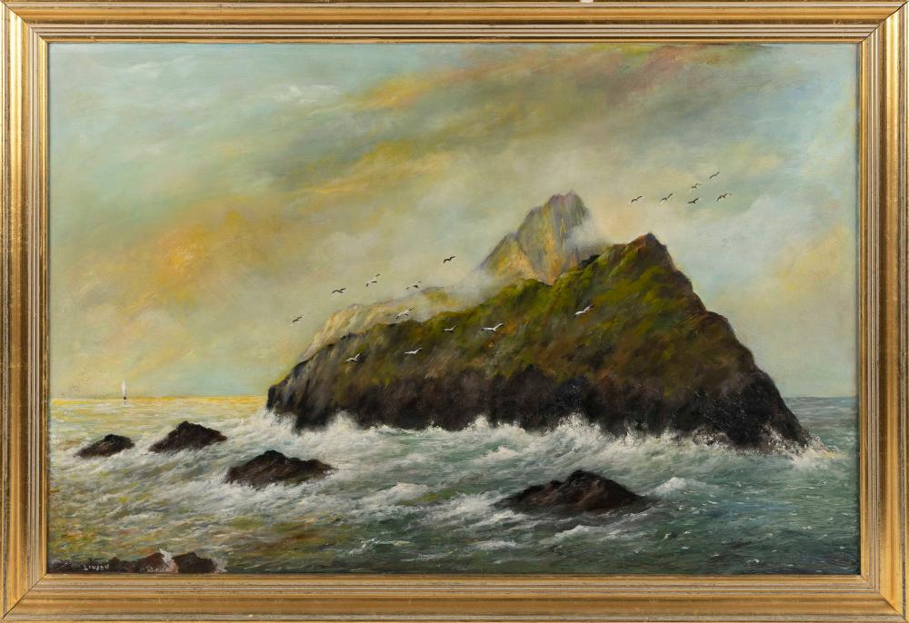 Appraisal: CORWIN KNAPP LINSON NEW JERSEY - SEASCAPE WITH LARGE ROCK