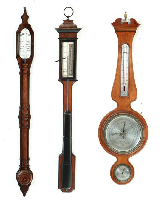 Appraisal: THREE BAROMETERS American late th- th century Pine with lithographed