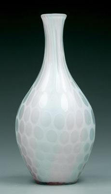 Appraisal: Mother-of-pearl satin glass vase ovoid with raindrop decoration faint blue