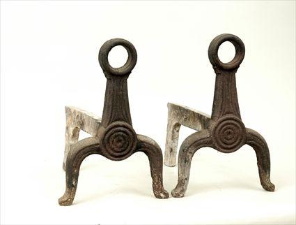 Appraisal: Pair of Cast-Iron Andirons x x in