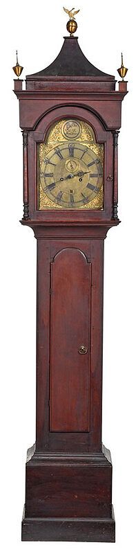 Appraisal: Rare Connecticut Queen Anne Tall Case Clock arched brass dial