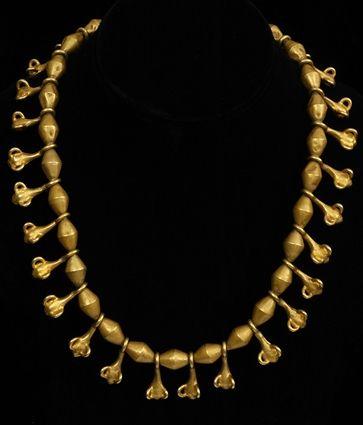 Appraisal: EARLY PERSIAN GOLD NECKLACE in in drops Provenance Property from