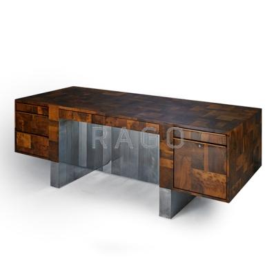 Appraisal: PAUL EVANS DIRECTIONAL Cityscape executive desk USA s Walnut maple