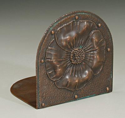 Appraisal: Roycroft copper bookend with large flower in relief with hammered