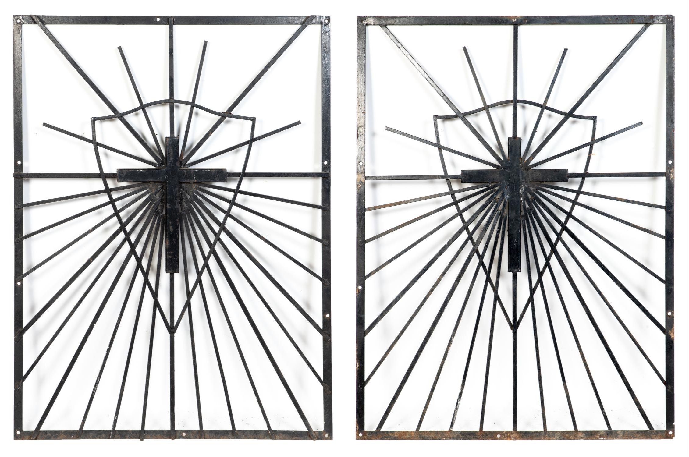 Appraisal: PAIR OF IRON GRILLES FROM CHURCH NEAR GROUND ZERO Pair