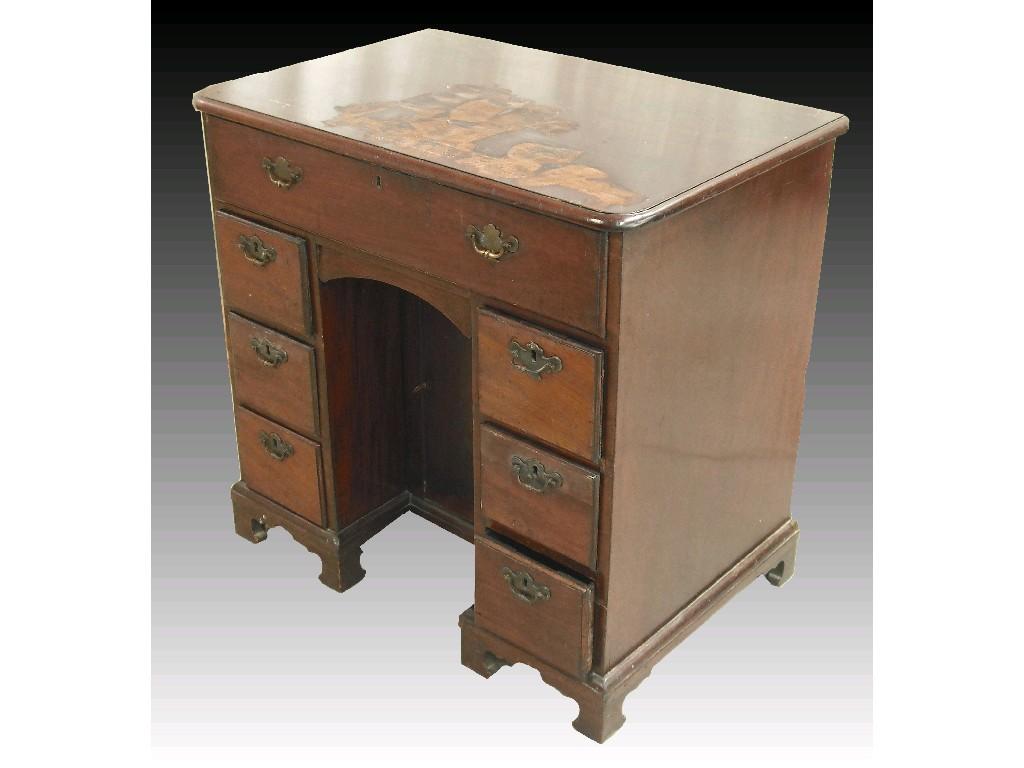 Appraisal: George III mahogany kneehole desk the moulded top with canted