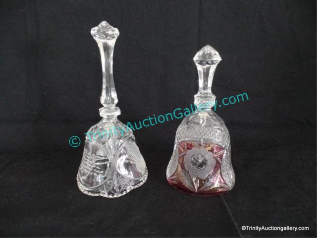 Appraisal: Lead Crystal Hand Bells w Glass Clapper Two leaded crystal