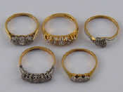 Appraisal: A mixed lot comprising four diamond rings marked ct plat