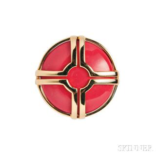 Appraisal: kt Gold and Coral Ring Di Modolo centering a caged