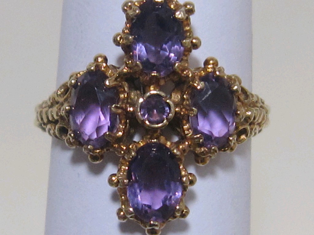 Appraisal: Nine carat gold amethyst set dress ring